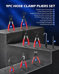 9 Piece Heavy Duty Hose Clamp Plier Set For Fuel Oil Water Brake and Cooling - FairTools