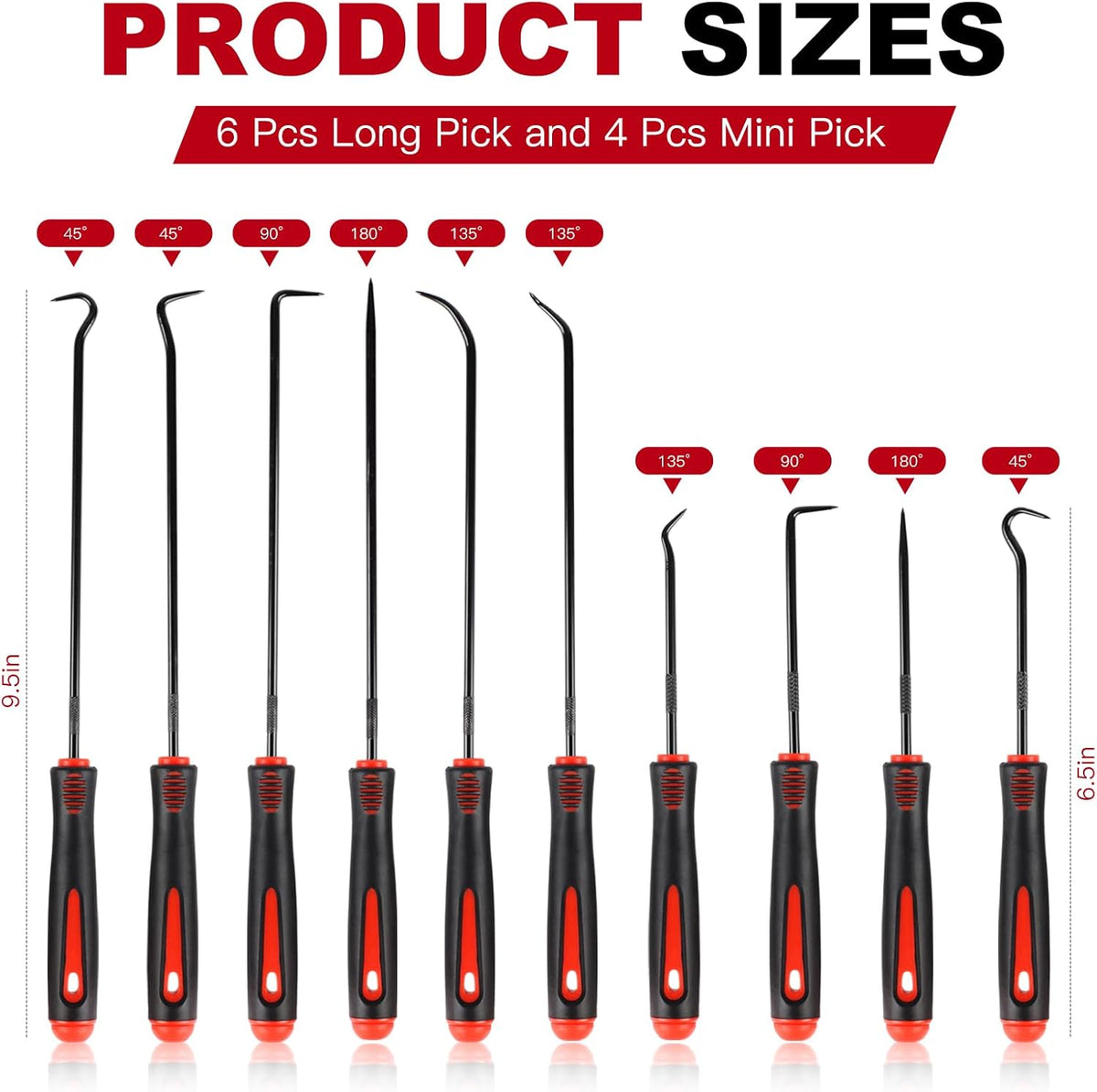 10pcs Pick & Hook Set Extra-Long & Mini Precision Oil Seal Pick Tool FairTools