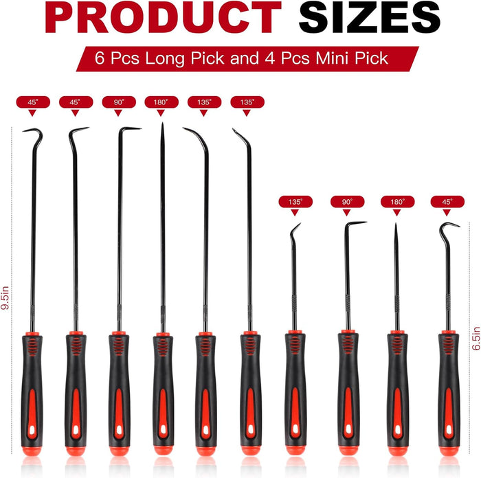 10pcs Pick & Hook Set Extra-Long & Mini Precision Oil Seal Pick Tool FairTools