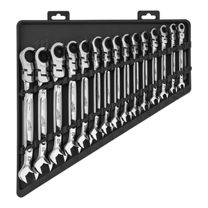Milwaukee 15 Piece MaxBite Metric Flex Head  Ratcheting Combination Spanner Set