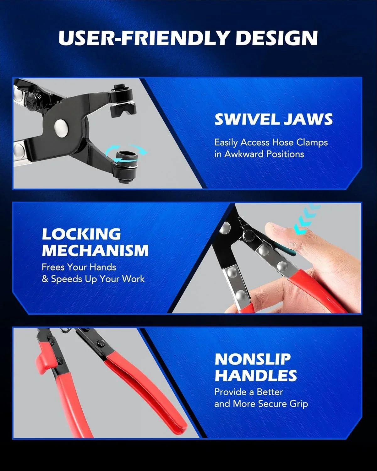 9 Piece Heavy Duty Hose Clamp Plier Set For Fuel Oil Water Brake and Cooling - FairTools