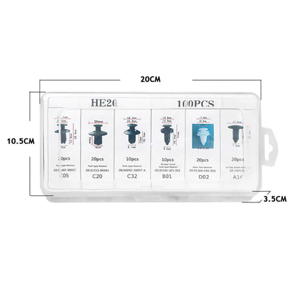 100PC Clip Trim Car Push Pin Rivet Bumper Door Panel Retainer Fastener Kit FairTools
