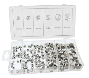 146pc Self Locking Screw Nut Assortment, Nyloc Nuts
