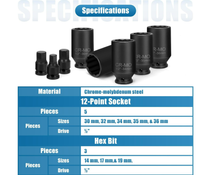 1/2" Dr Axle CV Joint Impact Socket Set 8 Piece FairTools