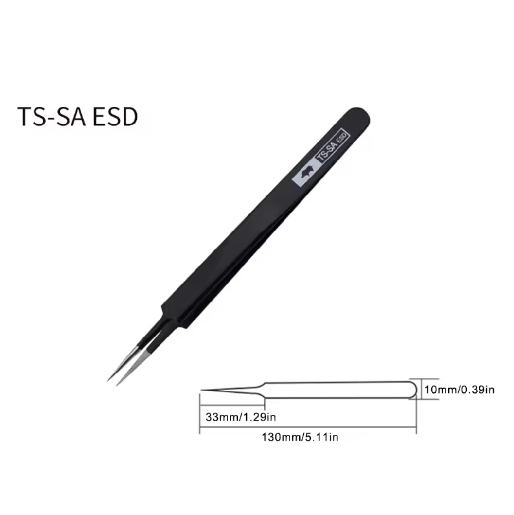 RHINO RH TS ESD Anti-Static High-Precision Super Hard Tweezers (Matte Black) FairTools