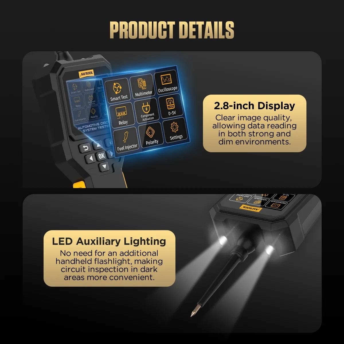 AUTOOL DM109 Automotive Circuit System Tester – Multimeter Oscilloscope 9-72V EV Hybrid Autool