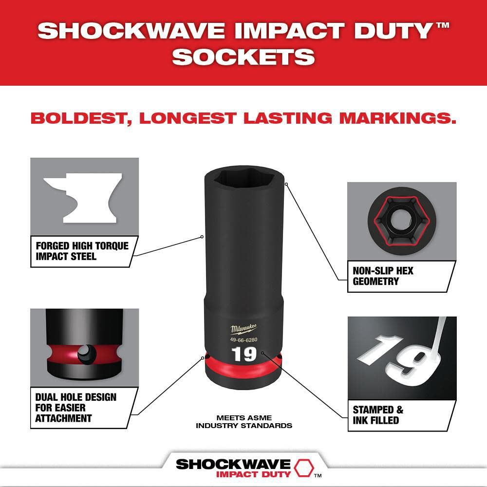 Milwaukee SHOCKWAVE 3/8" 19pc Impact Duty Socket Drive PACKOUT Set Milwaukee