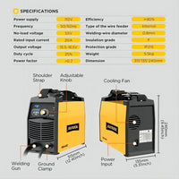 AUTOOL M518 No Gas MIG Welder, Gasless IGBT Inverter Automatic Feed Flux Core Wire Welding Machine 110V Autool