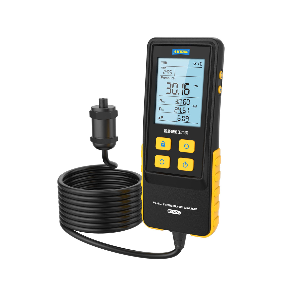 AUTOOL PT630 Automobile Fuel Pressure Gauge 0-426 PSI Digital Display Automotive Tool for Motorcycle Car Truck Autool