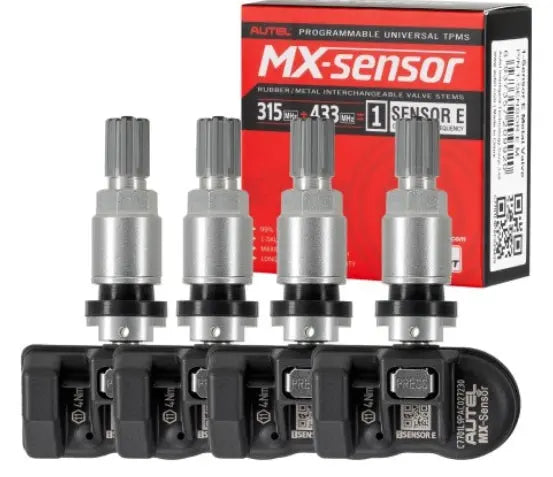 Autel MaxiTPMS 315MHz/433MHz 2 in 1 with TPMS Tool MX-Sensor Programmable fit Tire Pressure Monitoring OEM TPMS Sensors Press-in Metal Valves,Pack of 4PC Sensors Autel