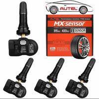 Autel MaxiTPMS 315MHz/433MHz 2 in 1 with TPMS Tool MX-Sensor Programmable fit Tire Pressure Monitoring OEM TPMS Sensors Press-in Metal Valves,Pack of 4PC Sensors Autel