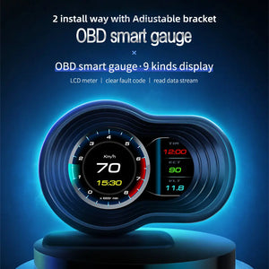 Car OBD2 GPS Gauge HUD Head-Up Digital Display Speedometer Turbo RPM Alarm Temp