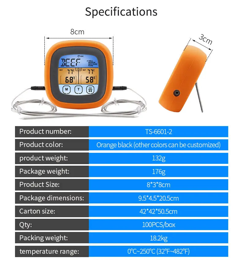 Double Probe BBQ Thermometer Food Meat Temperature Measurement Tool ThermoPro