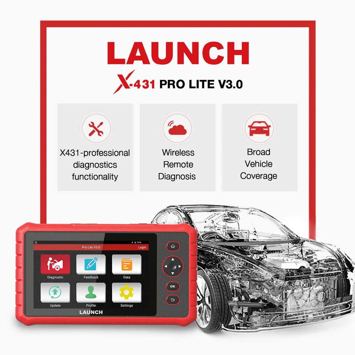 Launch X-431 Pro Lite V3.0 Diagnostic Scan Tool Touch Screen - FairTools