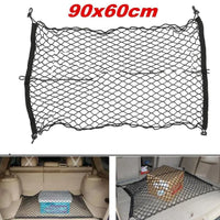 Net Luggage 90x60cm Black Nylon Car Suv Rear Cargo Net Boots Trunk Storage Organizer FairTools