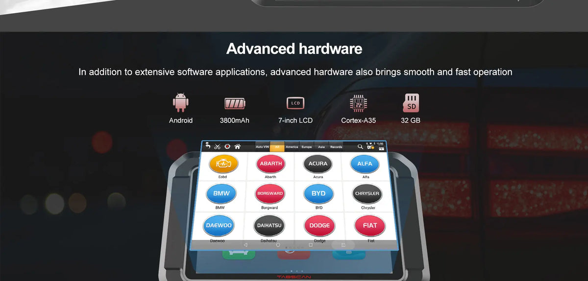 TabScan X7 Car Code Reader with Active Test Full-System Diagnostic Scanner Eucleia