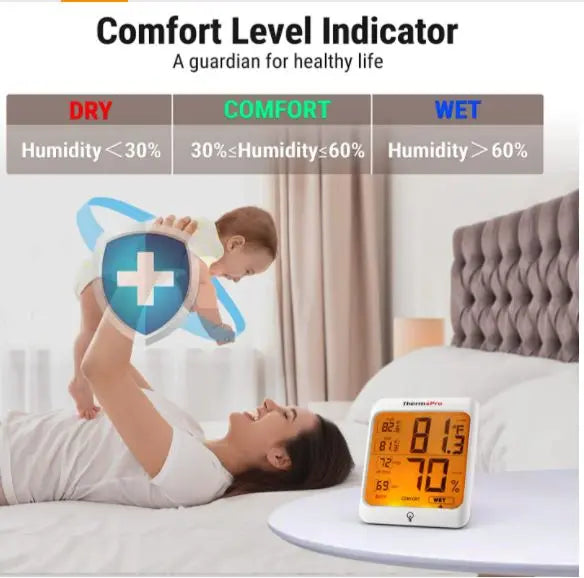 ThermoPro TP53 Wireless Humidity & Temperature Monitor with Touchscreen - FairTools ThermoPro TP53 Wireless Humidity & Temperature Monitor with Touchscreen