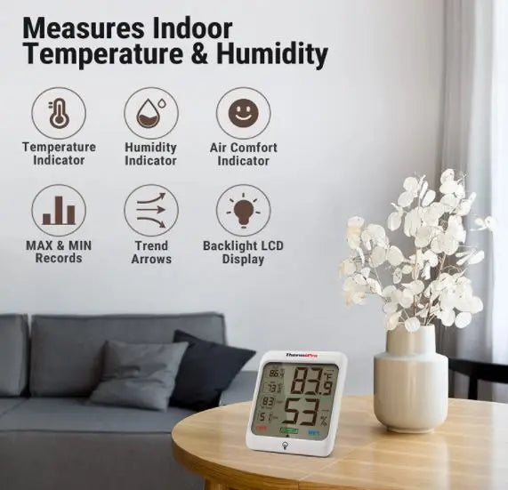 ThermoPro TP53 Wireless Humidity & Temperature Monitor with Touchscreen - FairTools ThermoPro TP53 Wireless Humidity & Temperature Monitor with Touchscreen