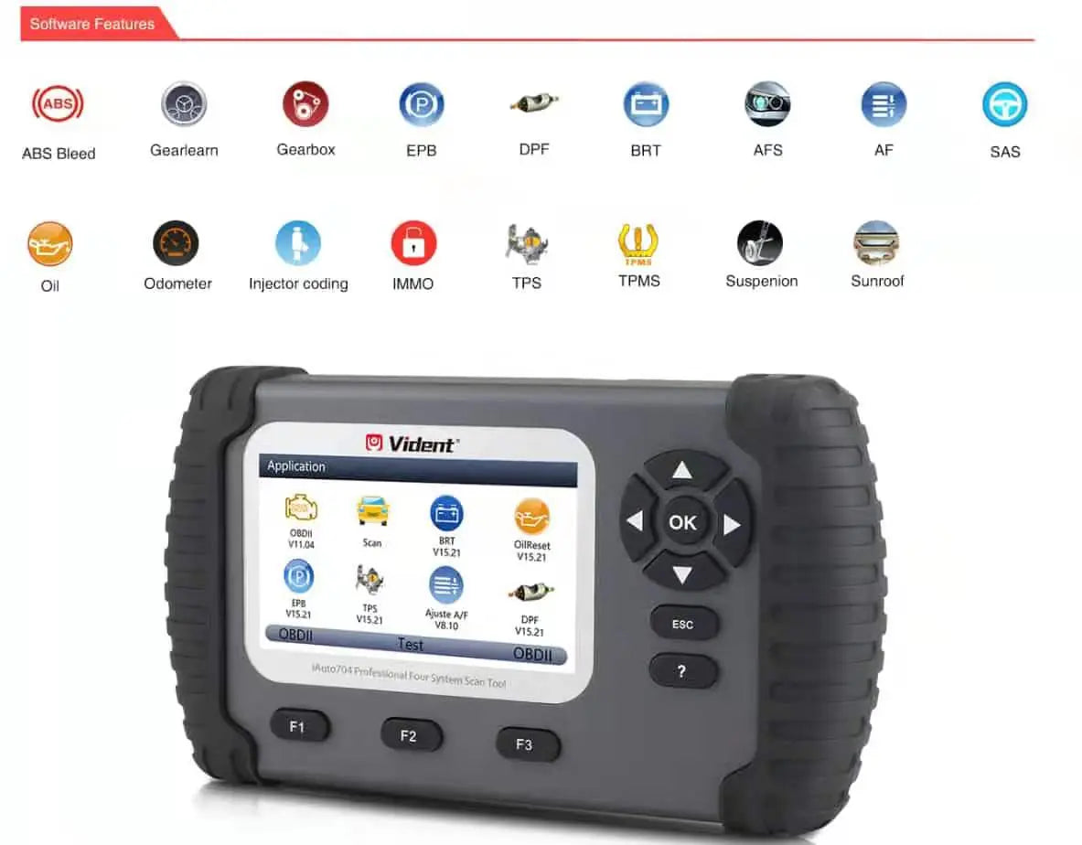 Vident iAuto704  4 System Diagnostic Scanner & 17 Service functions Car San Tool Vident