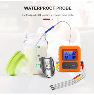 Wireless Touch Screen BBQ Food Thermometer 4 Probes Waterproof
