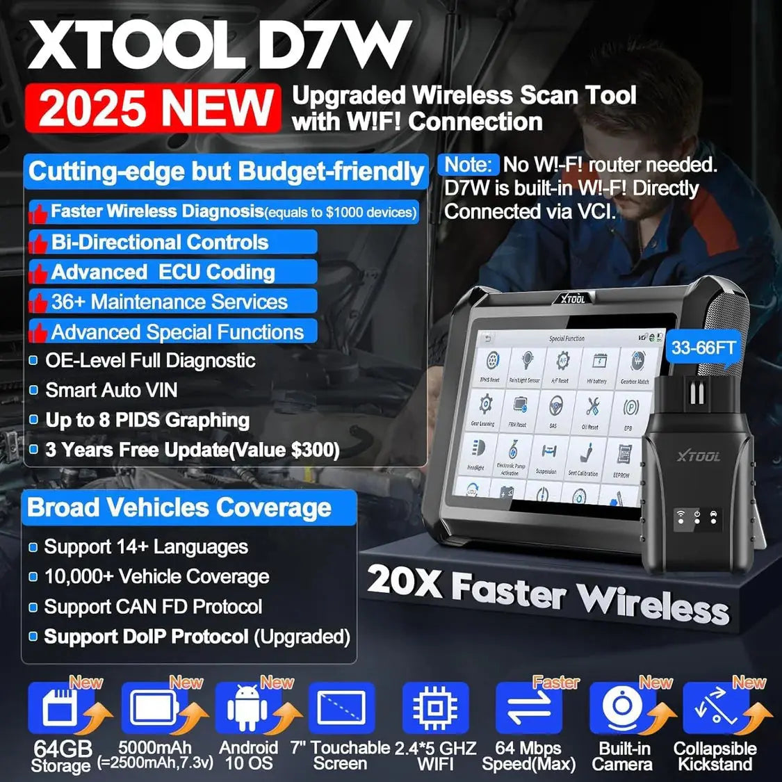 XTOOL D7W  Xtool XT70W  Key Programming Smart Diagnostic System 3-Year Free Update Xtool