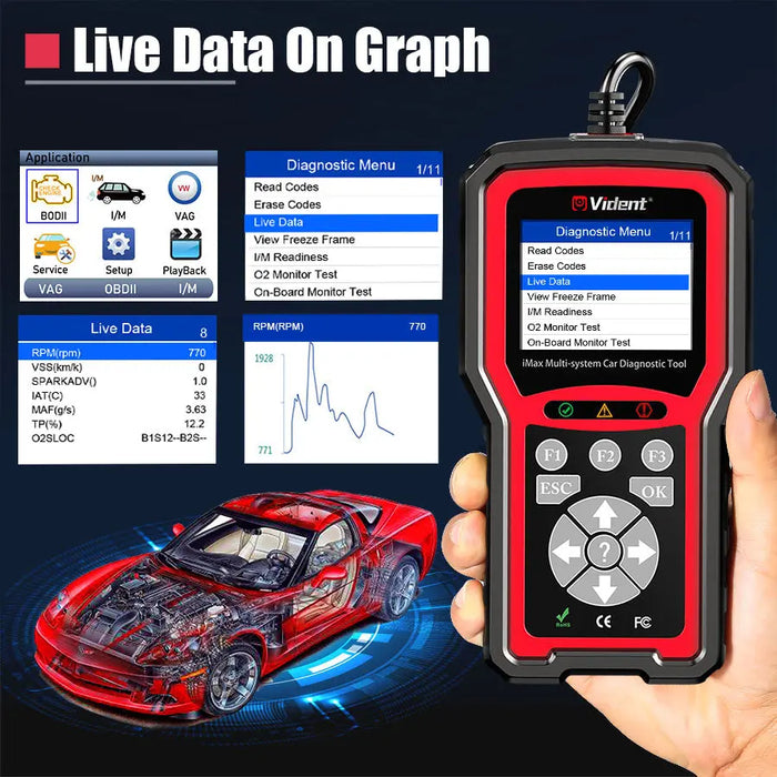 iMax4313 Toyota/Lexus/Scion Multi-System DTC Fault Code Car Scan Tool Diagnostics Scanner Vident