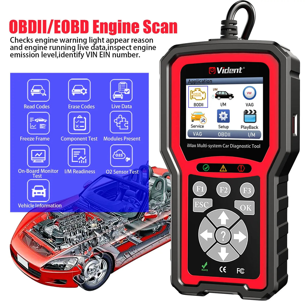 iMax4313 Toyota/Lexus/Scion Multi-System DTC Fault Code Car Scan Tool Diagnostics Scanner Vident