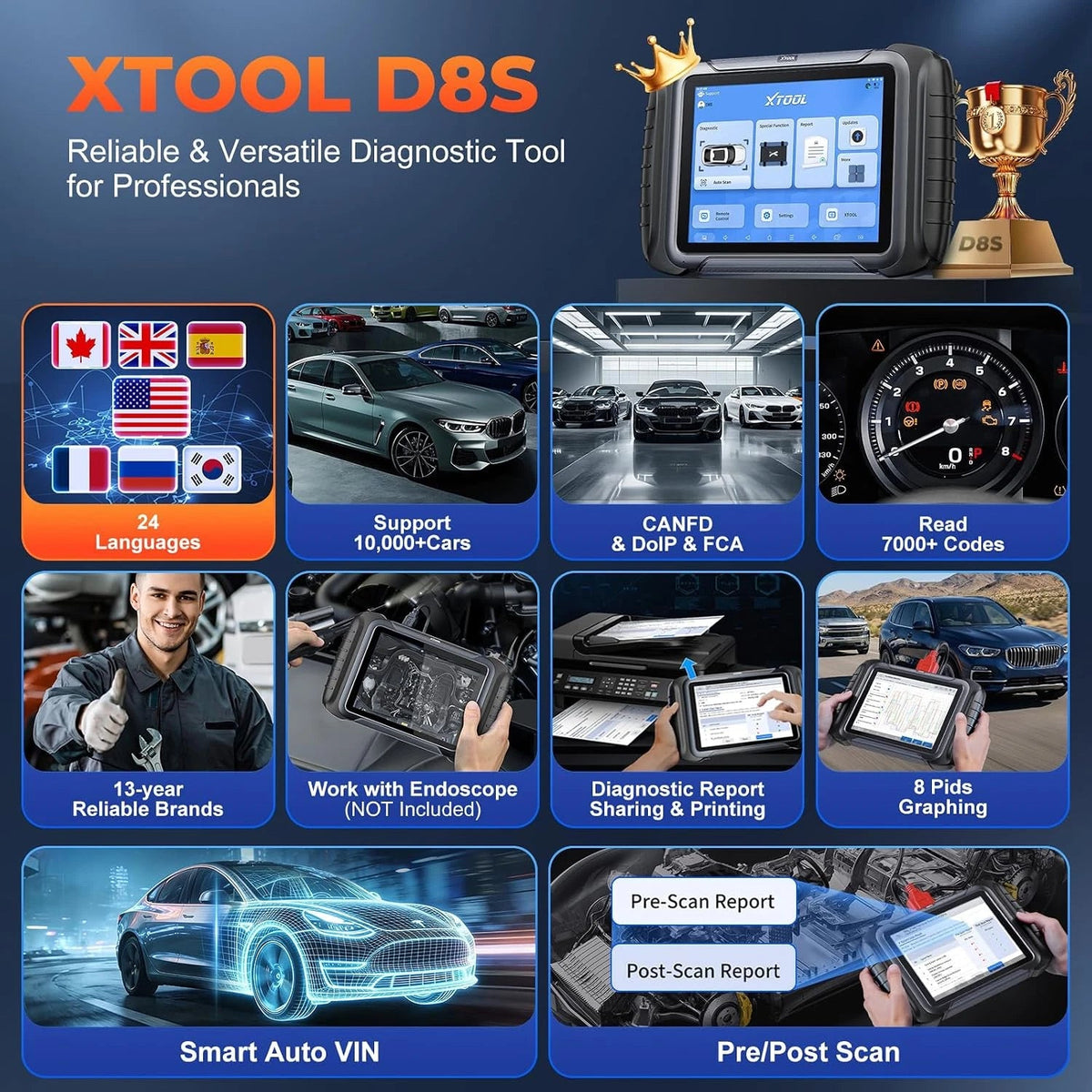 XTOOL D8S V2.0 ECU Coding Key Programming Diagnostic Tool Xtool