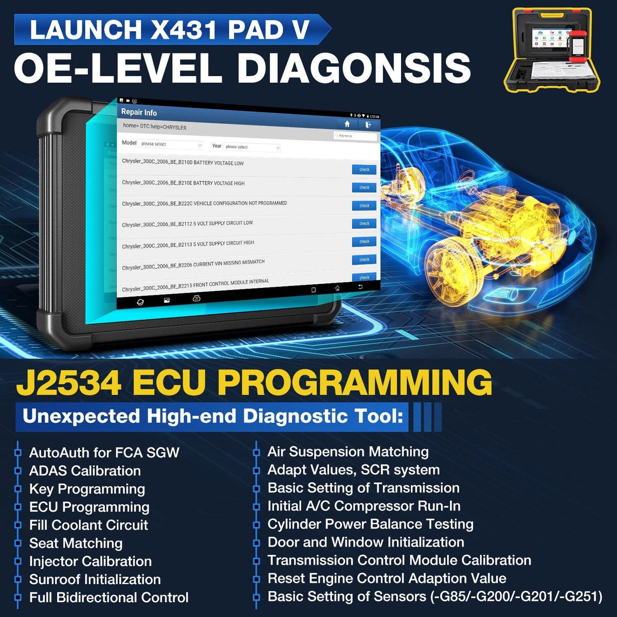 LAUNCH X431 PAD V ELITE Online ECU Programming Scan Tool LAUNCH