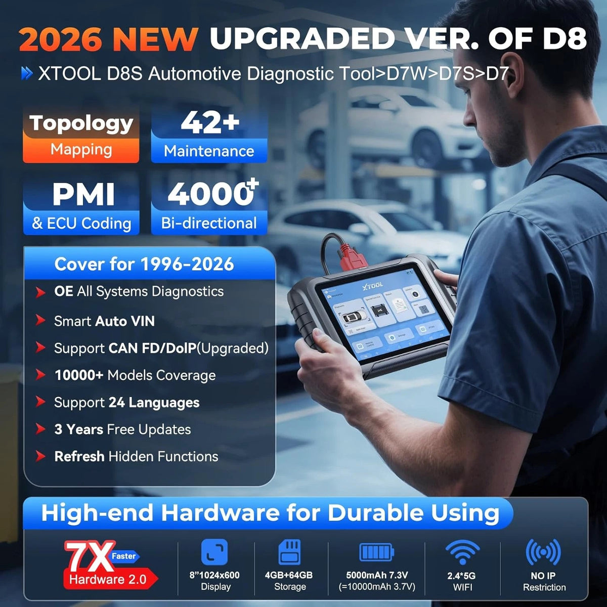 XTOOL D8S V2.0 ECU Coding Key Programming Diagnostic Tool Xtool